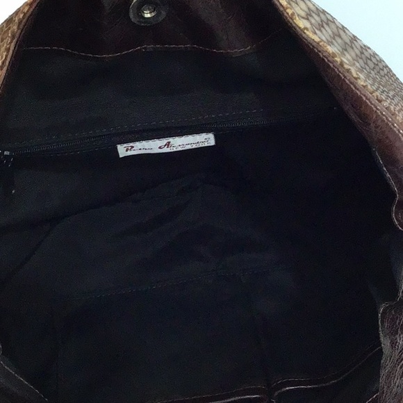 Pietro Alessandro Snakeskin Embossed Leather Studded Hobo Shoulder Bag - Picture 14 of 15